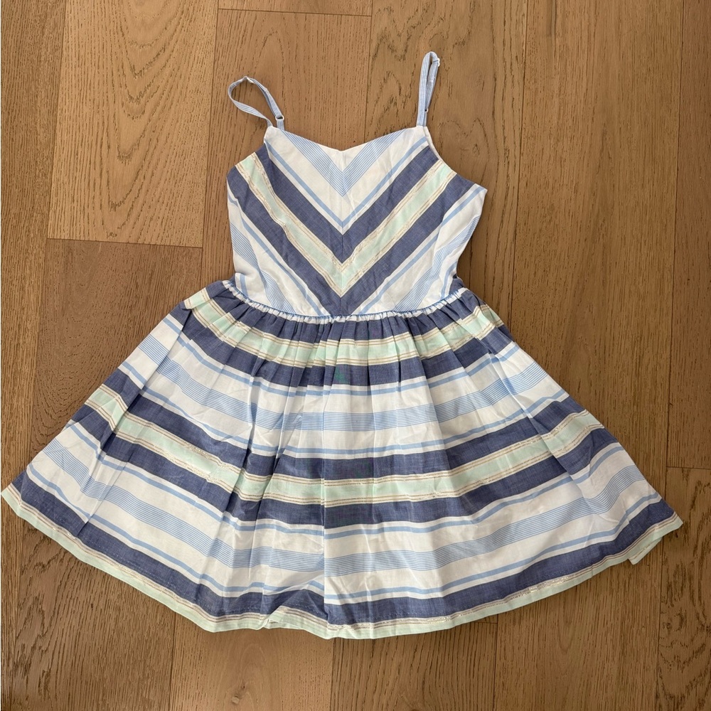 Striped Kids Dress in Blue & White